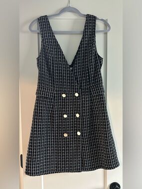 Francesca’s Black Tweed Button-Front Dress